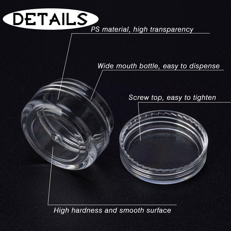 HPPFFY 100 Count 5 Gram Sample Containers, Clear Lip Balm Containers with Lids, Small Plastic Sample Jars with 8 Mini Spoons, 100pcs Labels (Clear Lid) - Image 3